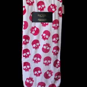 Rachel Roy Pink Skull Oversized Plush Throw